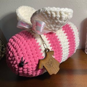 Hand crafted crochet bee plushie pillow